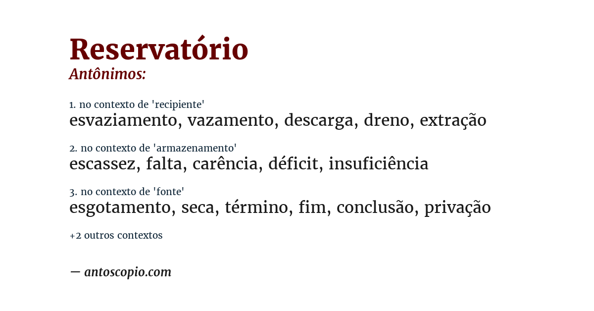 Antônimo de reservatório