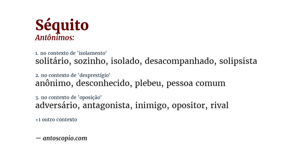 Antônimo de séquito