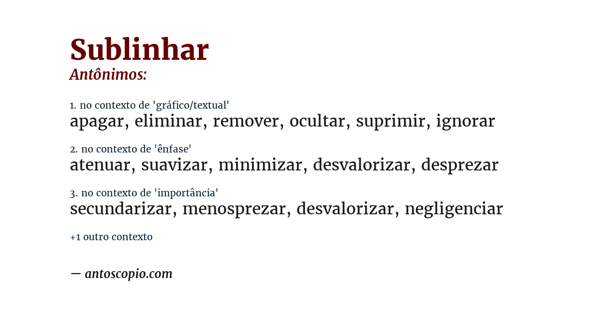 Antônimo de sublinhar