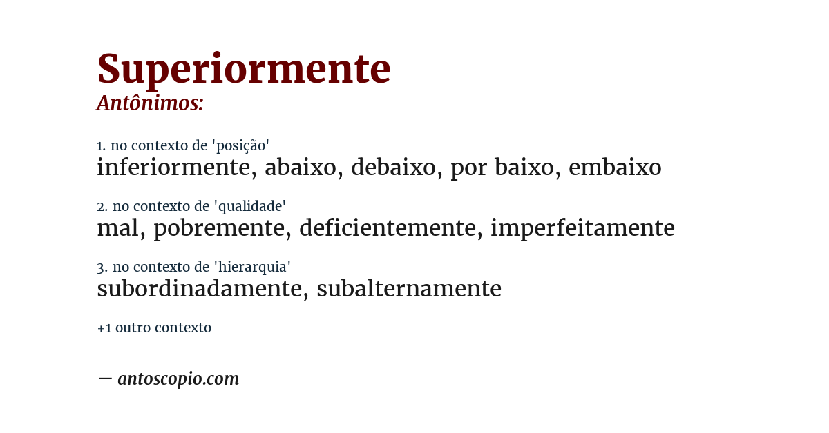 Antônimo de superiormente