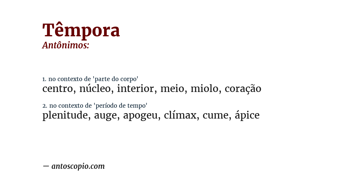 Antônimo de têmpora
