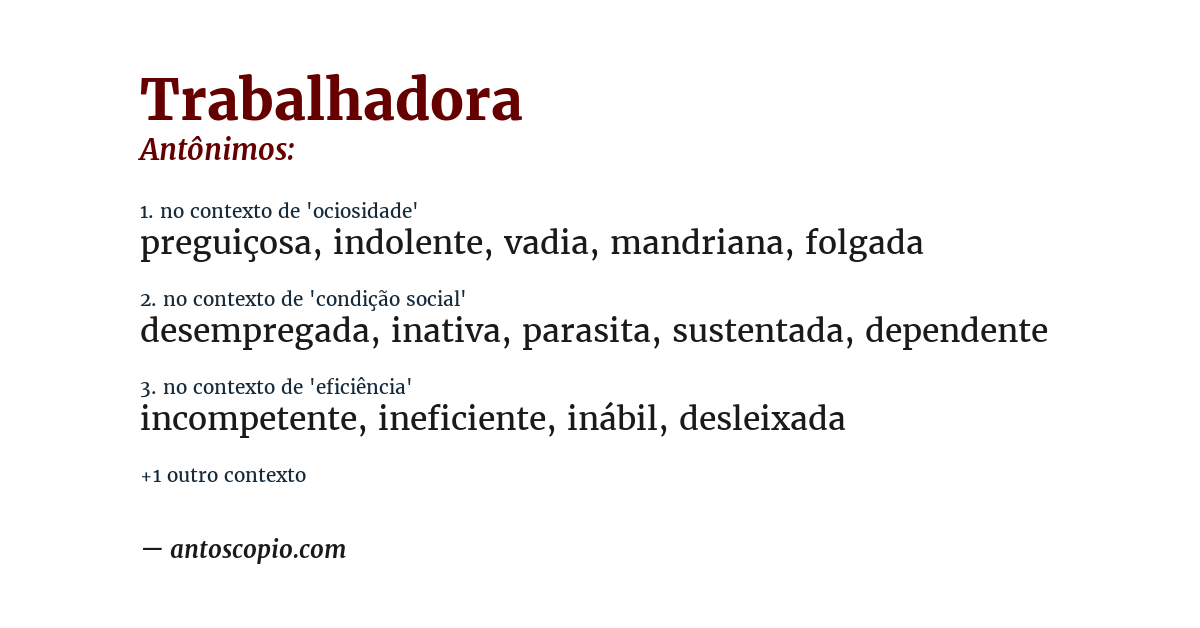 Antônimo de trabalhadora