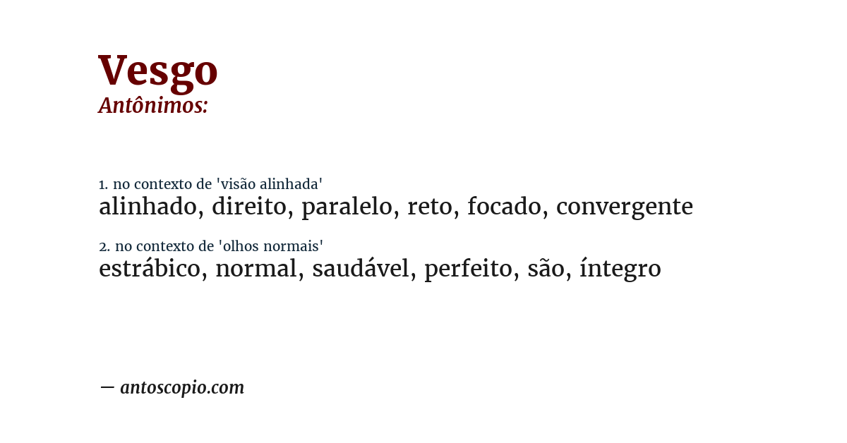 Antônimo de vesgo