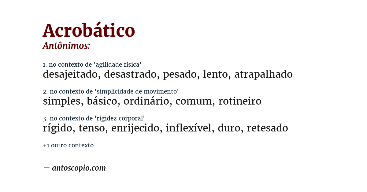 Antônimo de acrobático