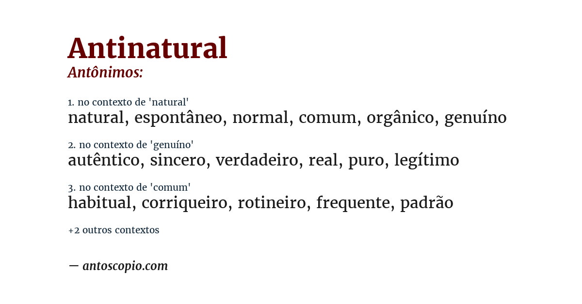 Antônimo de antinatural