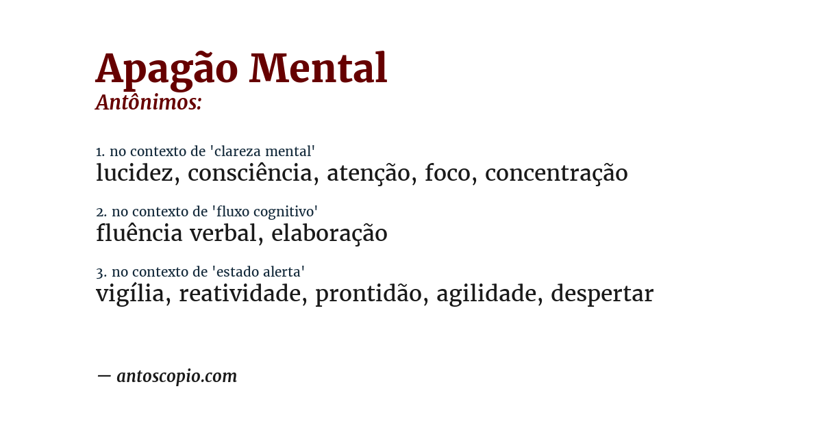 Antônimo de apagão mental
