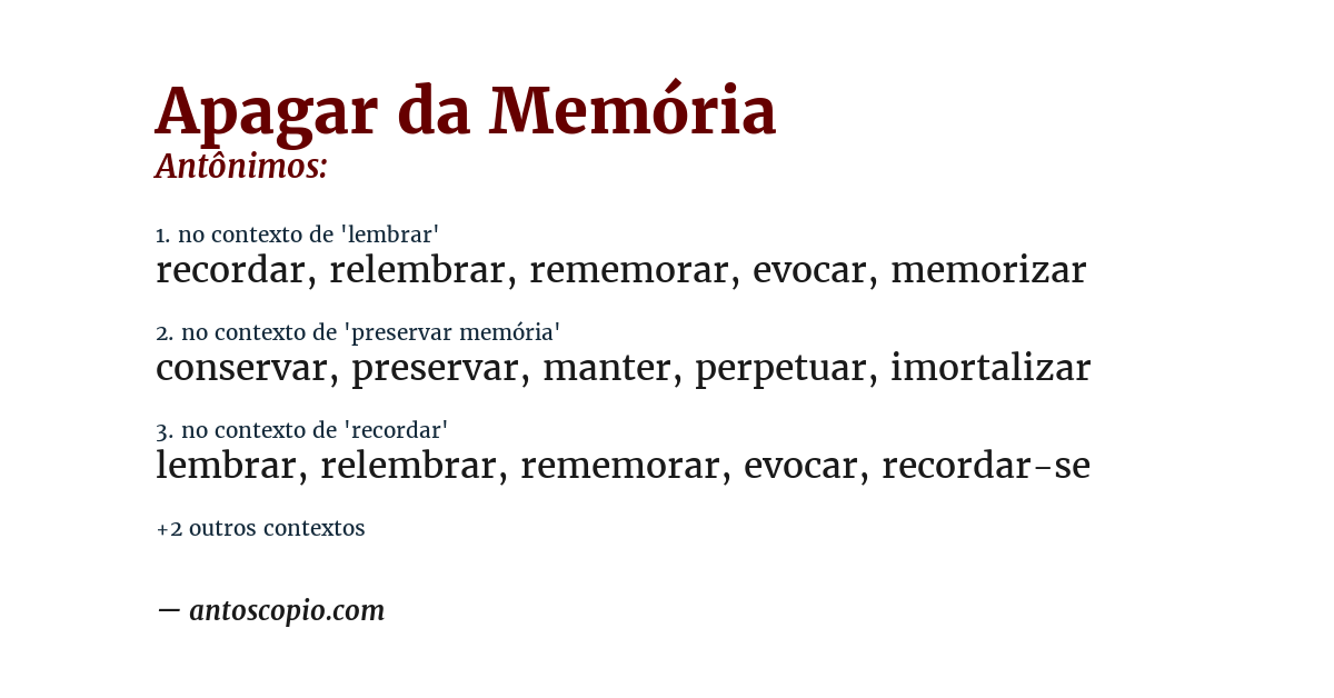 Antônimo de apagar da memória