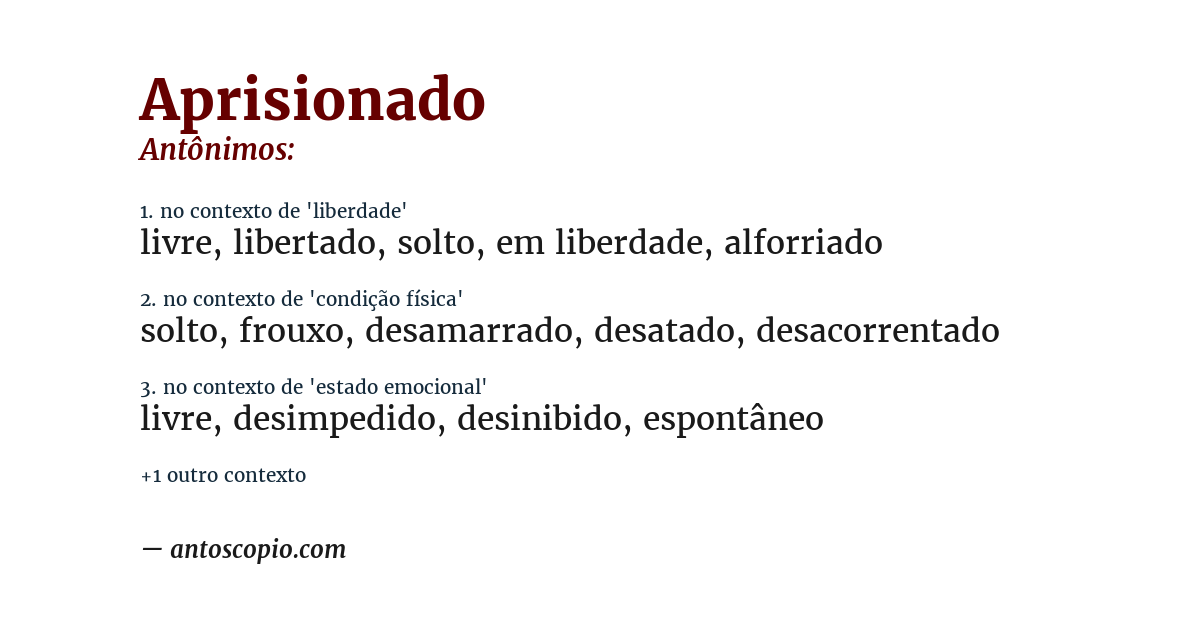 Antônimo de aprisionado