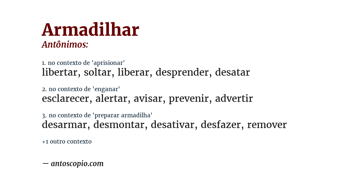 Antônimo de armadilhar