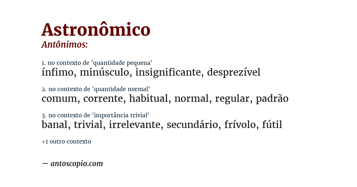 Antônimo de astronômico