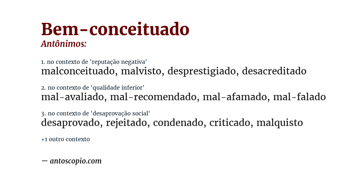 Antônimo de bem-conceituado