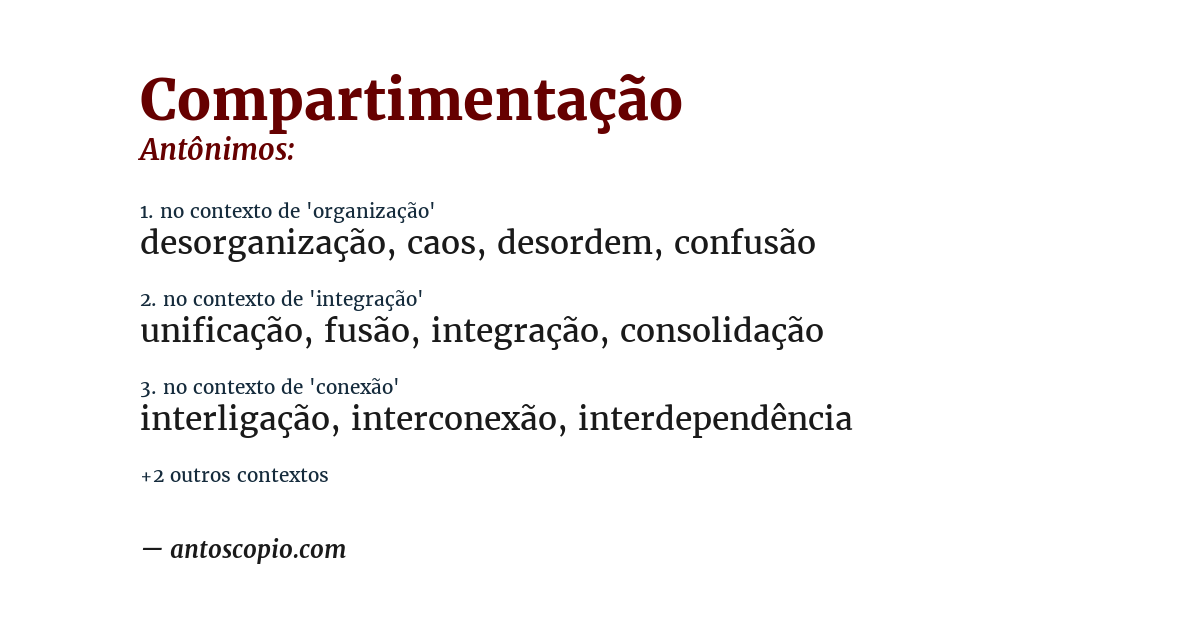 Antônimo de compartimentação