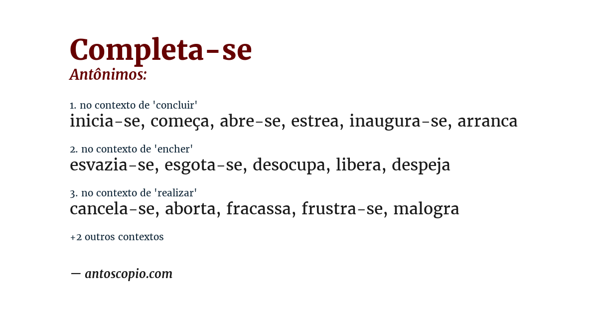 Antônimo de completa-se