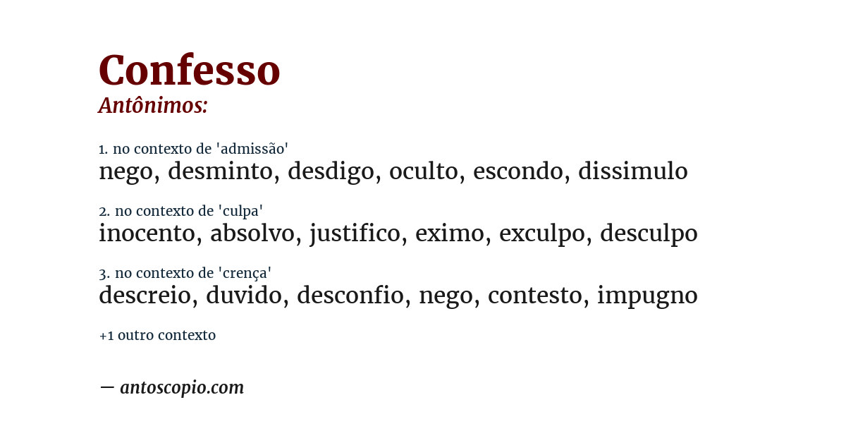 Antônimo de confesso