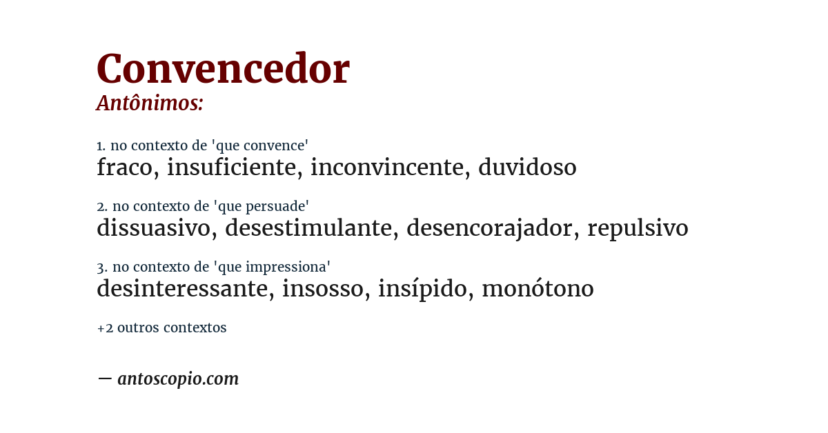 Antônimo de convencedor