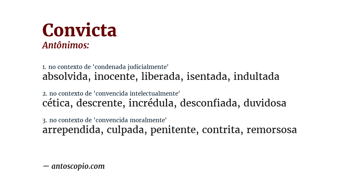 Antônimo de convicta