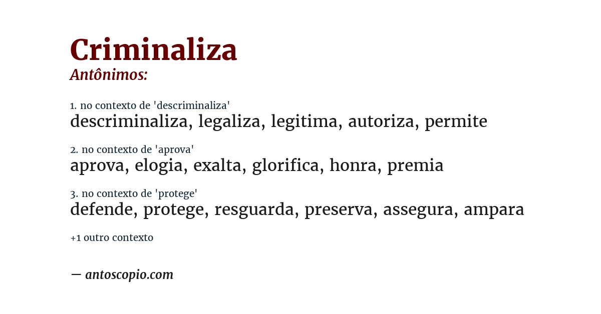 Antônimo de criminaliza
