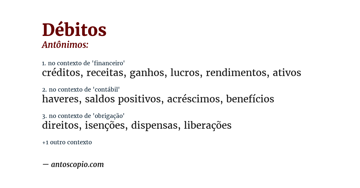 Antônimo de débitos
