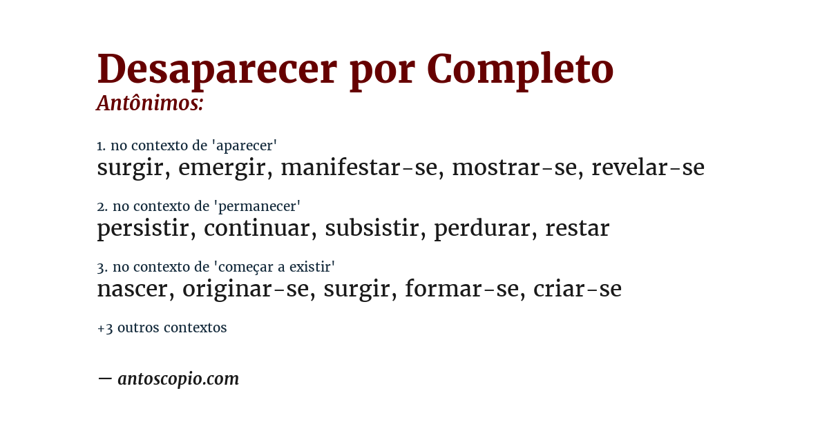 Antônimo de desaparecer por completo