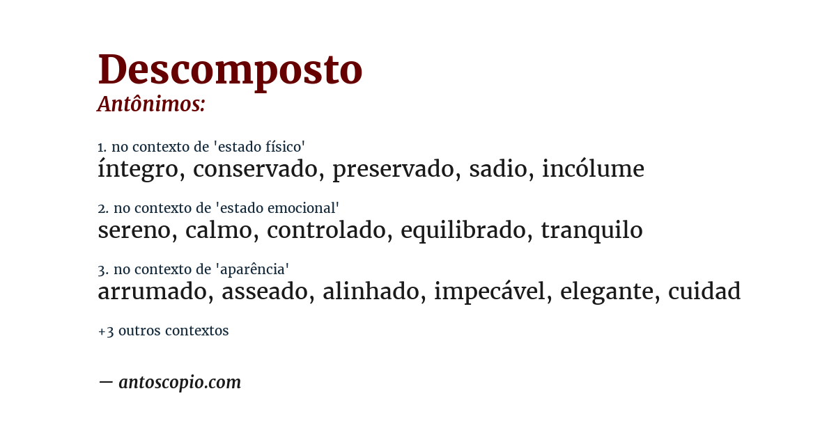 Antônimo de descomposto