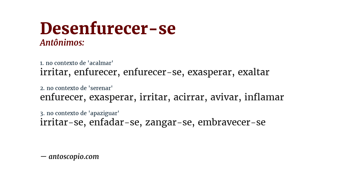 Antônimo de desenfurecer-se