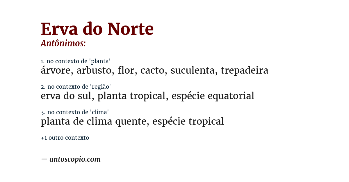 Antônimo de erva do norte
