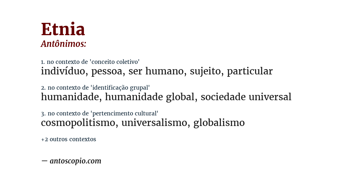 Antônimo de etnia