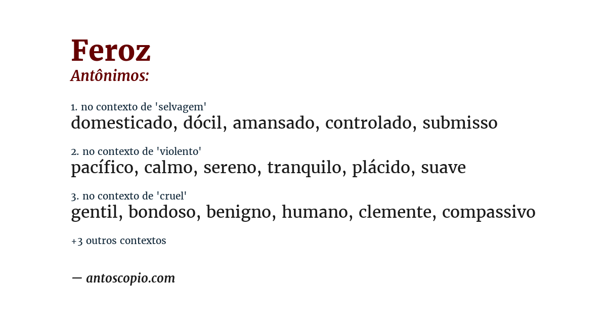 Antônimo de feroz