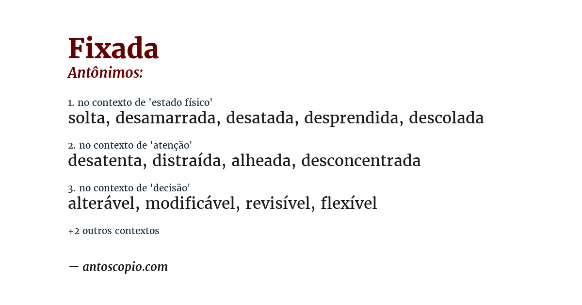 Antônimo de fixada