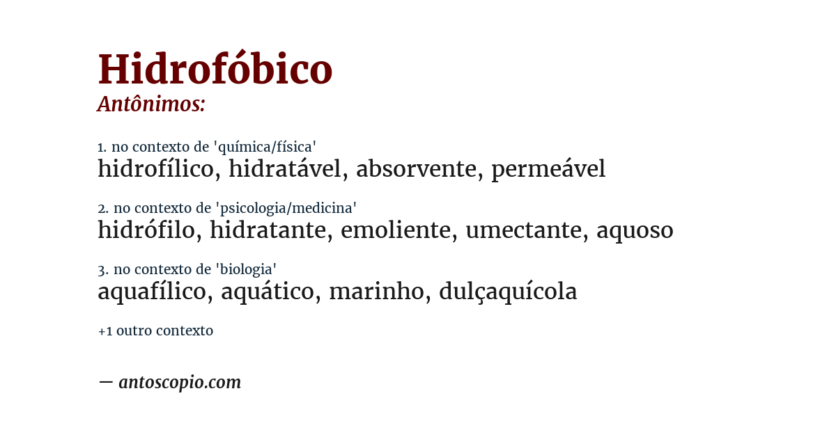 Antônimo de hidrofóbico
