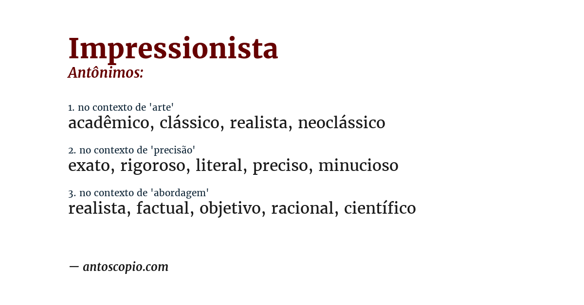 Antônimo de impressionista
