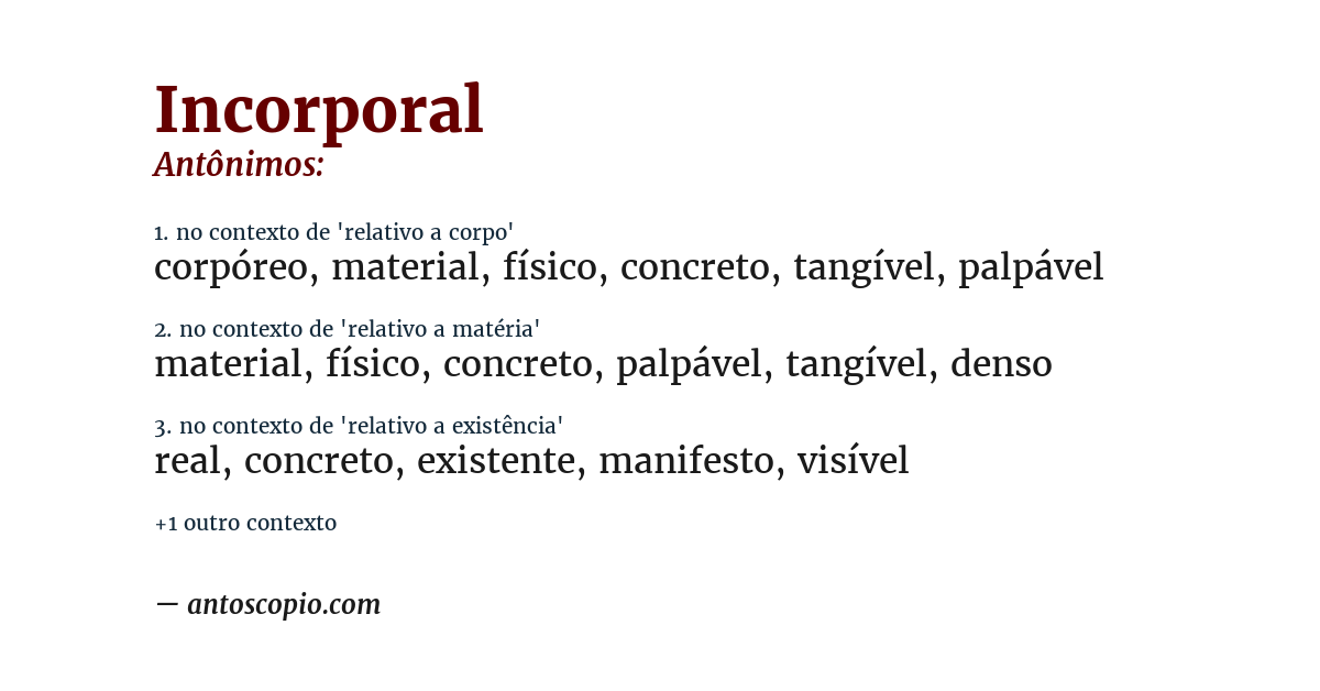 Antônimo de incorporal