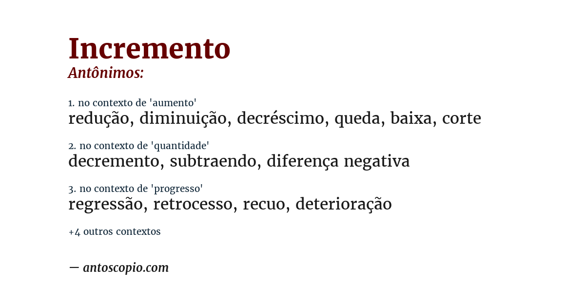 Antônimo de incremento