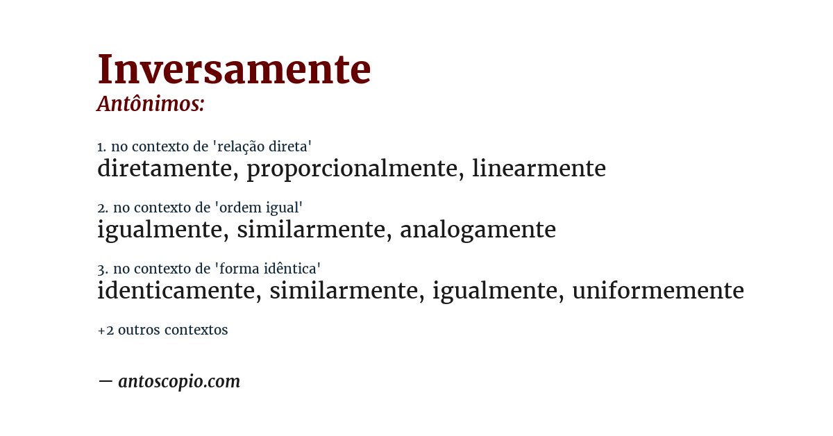 Antônimo de inversamente