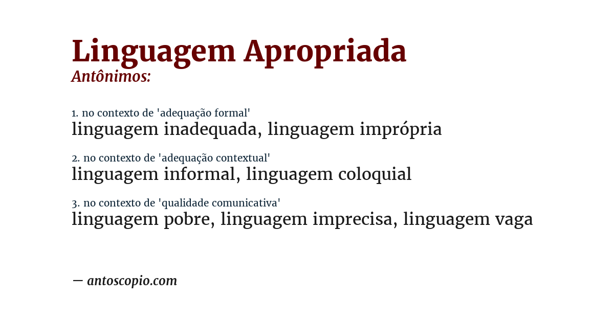 Antônimo de linguagem apropriada