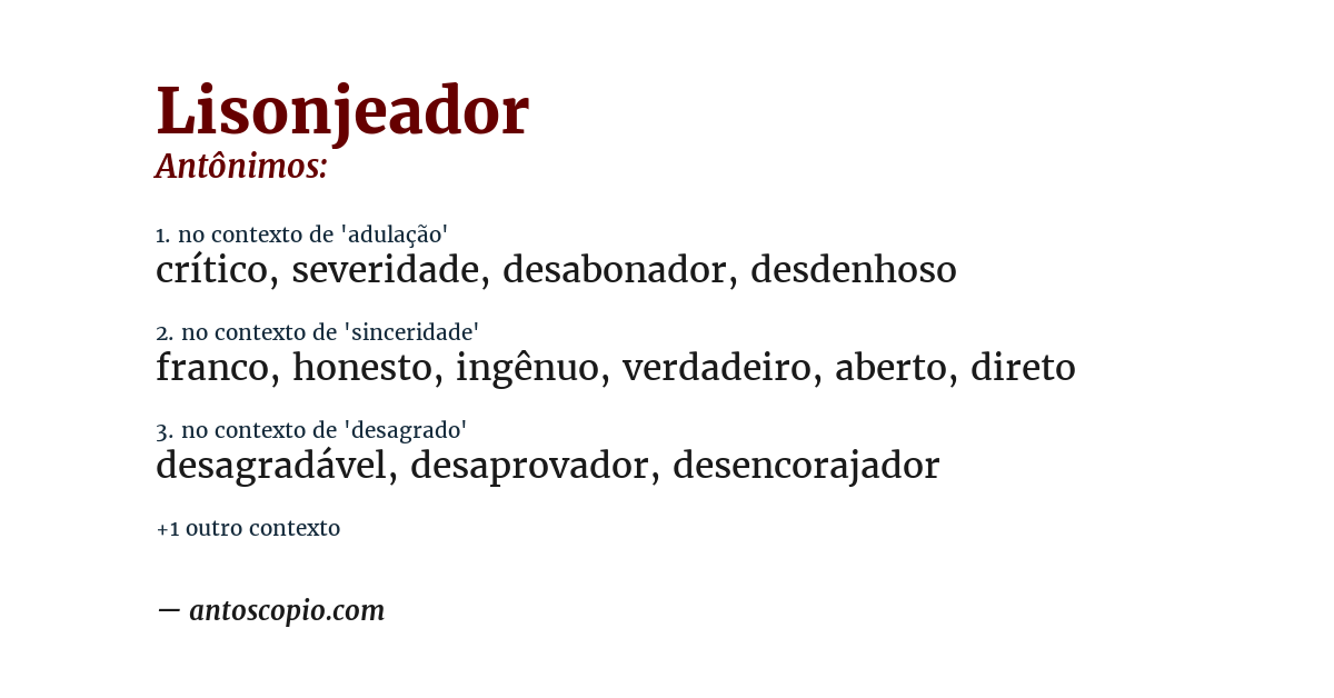 Antônimo de lisonjeador