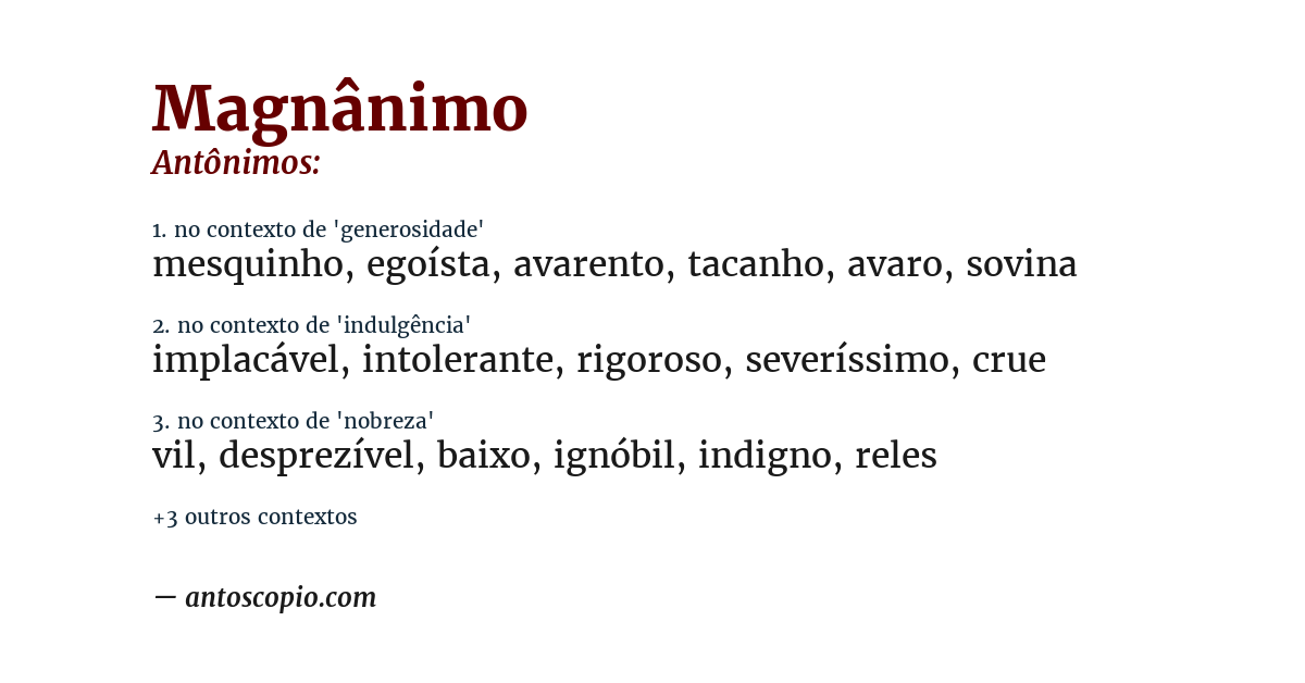Antônimo de magnânimo