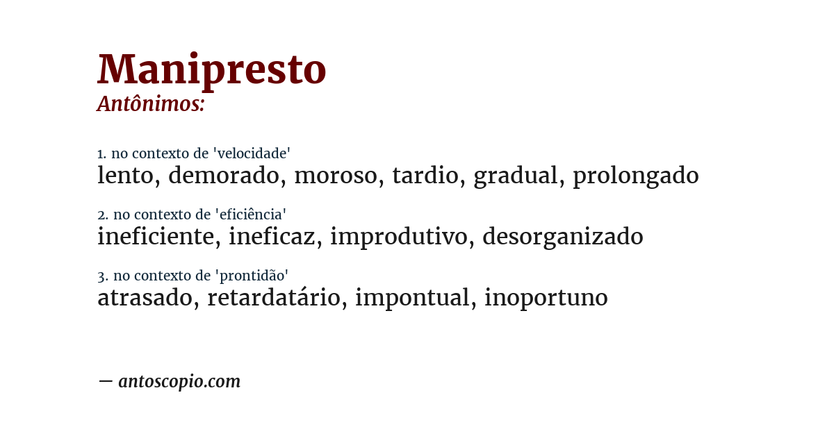 Antônimo de manipresto