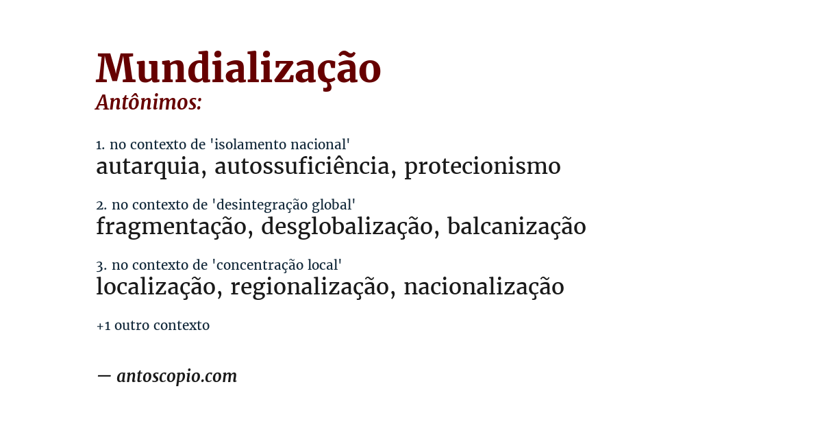 Antônimo de mundialização