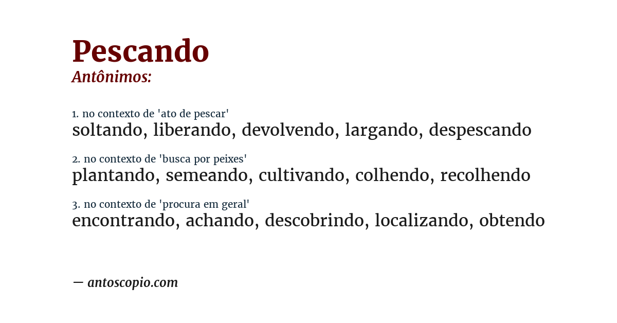 Antônimo de pescando