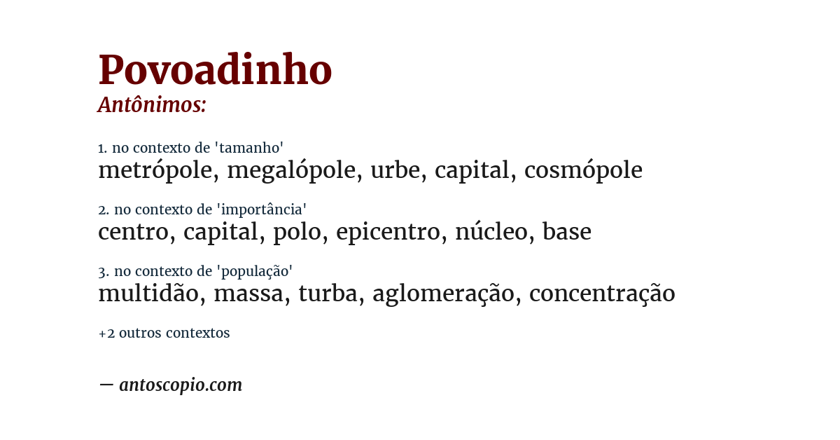 Antônimo de povoadinho
