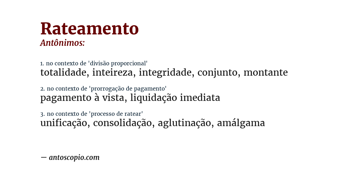 Antônimo de rateamento
