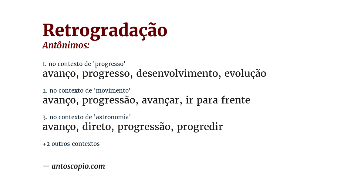 Antônimo de retrogradação