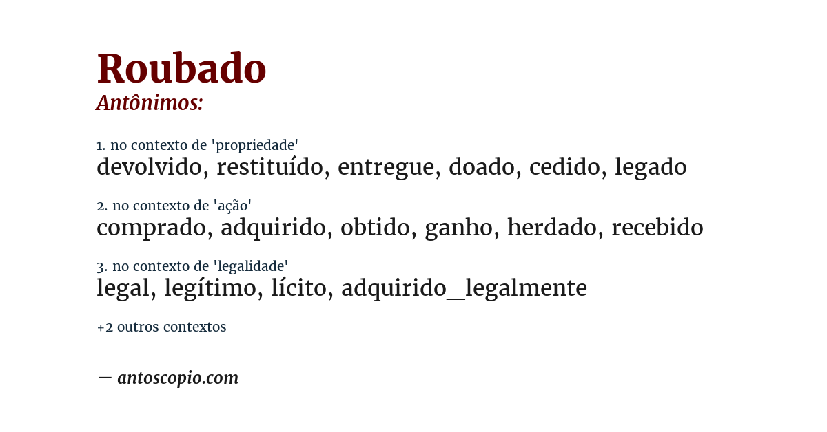 Antônimo de roubado