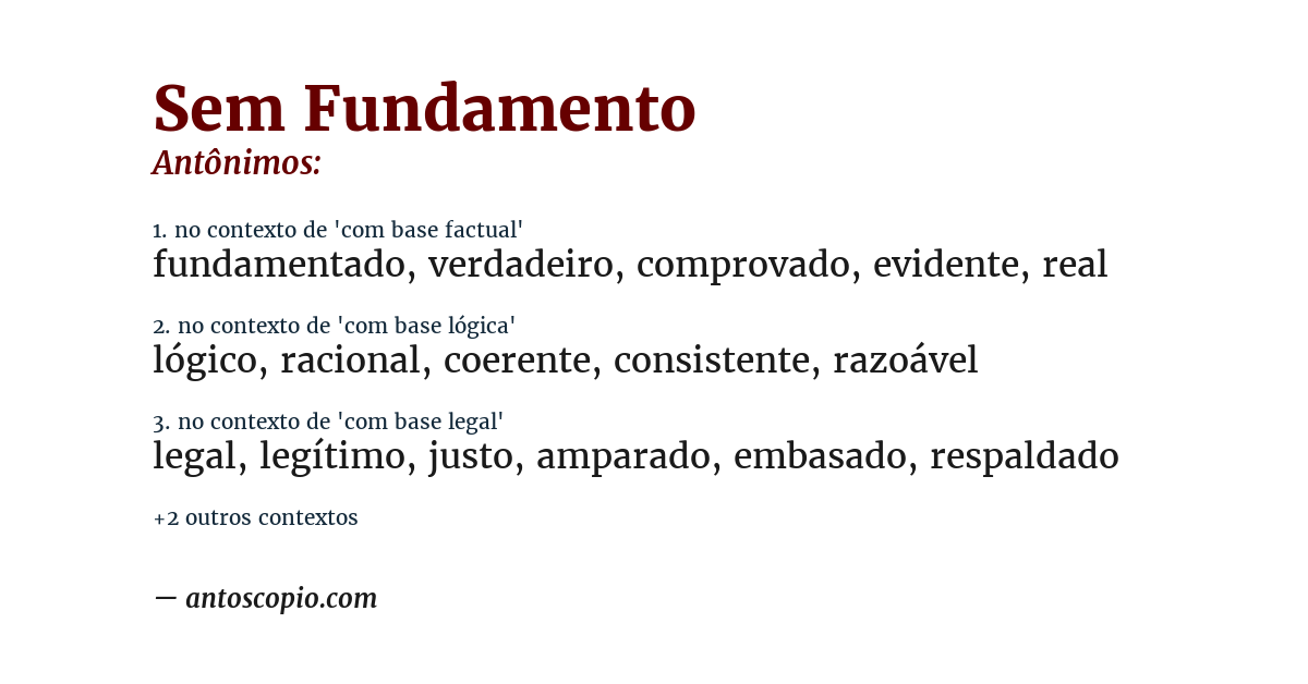 Antônimo de sem fundamento