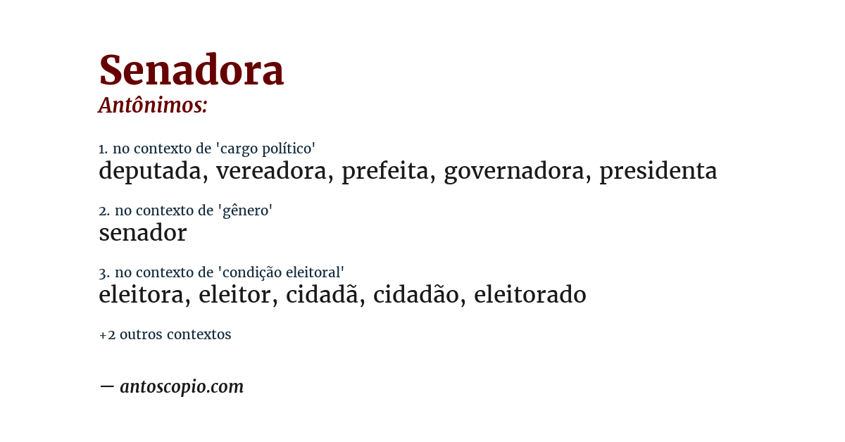 Antônimo de senadora
