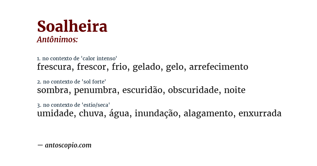 Antônimo de soalheira