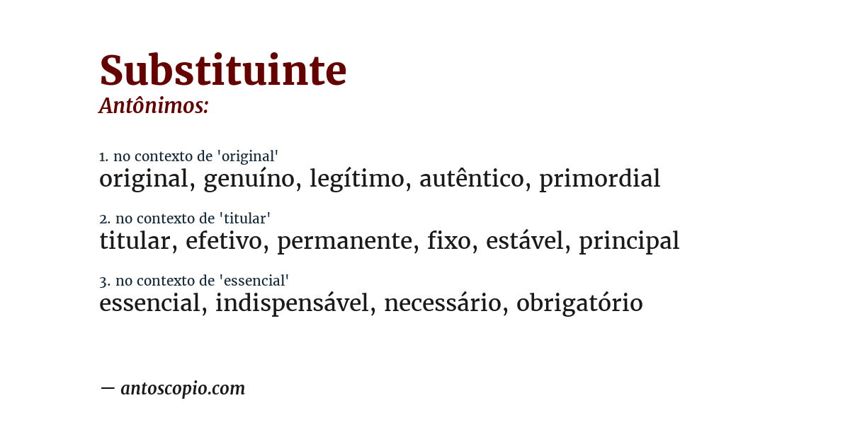 Antônimo de substituinte