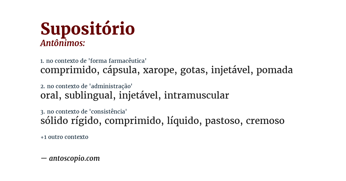Antônimo de supositório