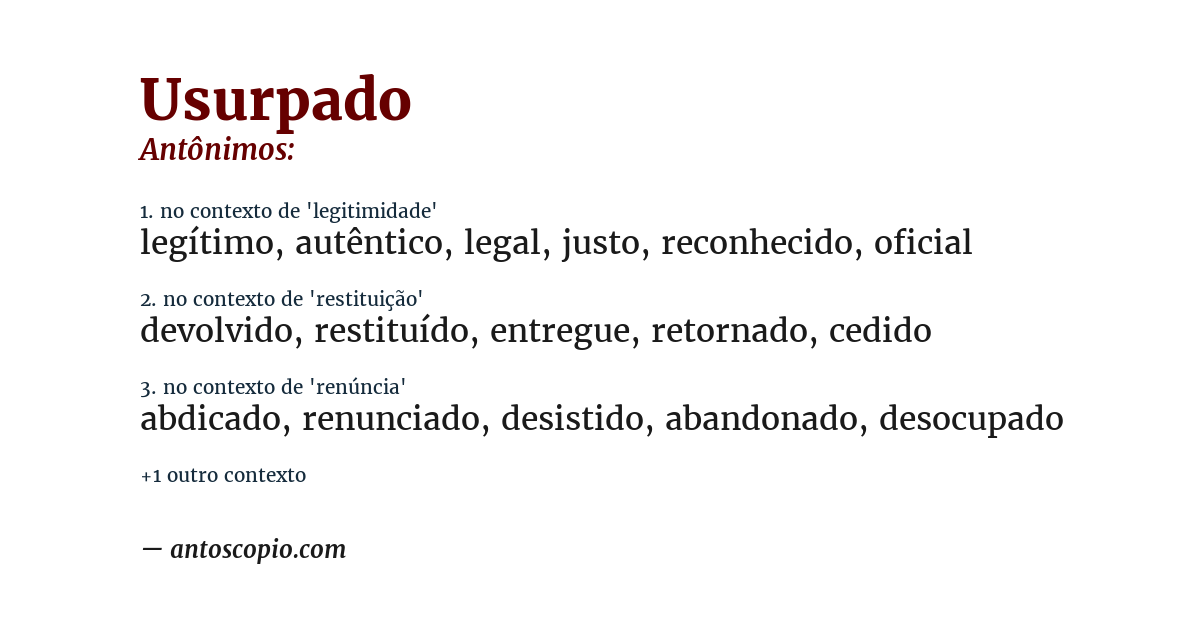 Antônimo de usurpado